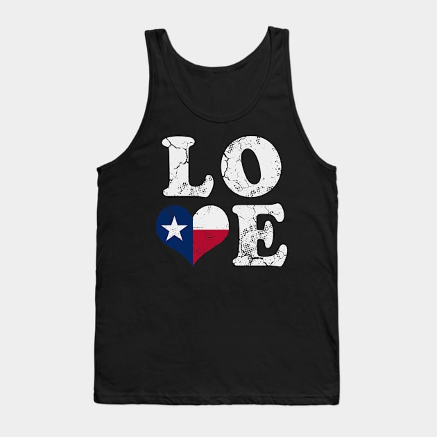 Love Texas Flag Heart Texan Tank Top by E